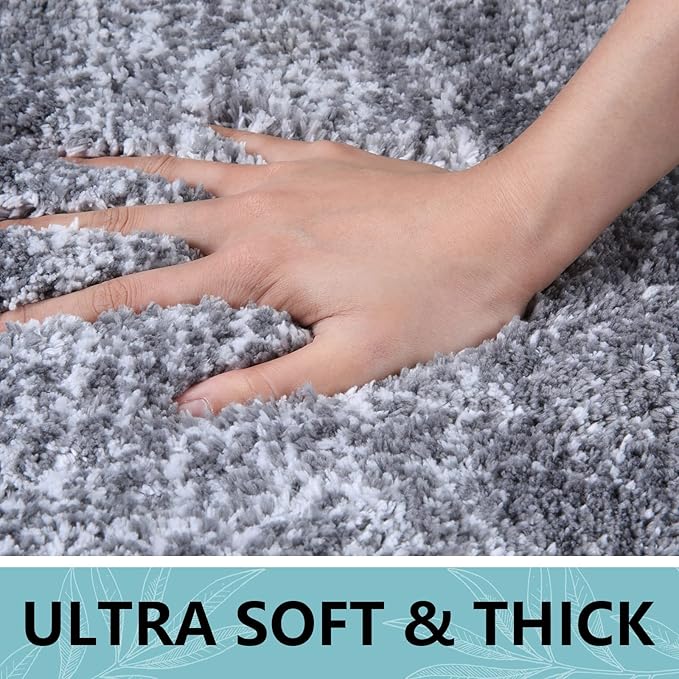 Arotive Microfiber Bathroom Rugs, Shaggy Soft and Absorbent Bath Rug, Non-Slip, Thick Plush Machine Washable Dry Bath Mats for Bathroom, Tub and Shower, 40x24, Grey, Rectangular