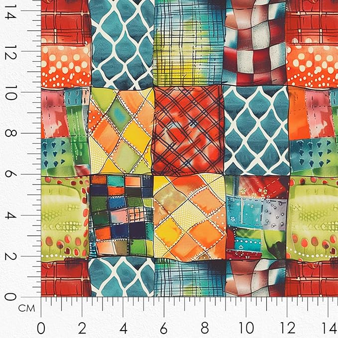 Patchwork Boat Cotton Fabric Panel – Six 10×10 inch Designs + Bonus 29.5×19.6 inch Patchwork Sheet, 100% Turkish Cotton 140 GSM