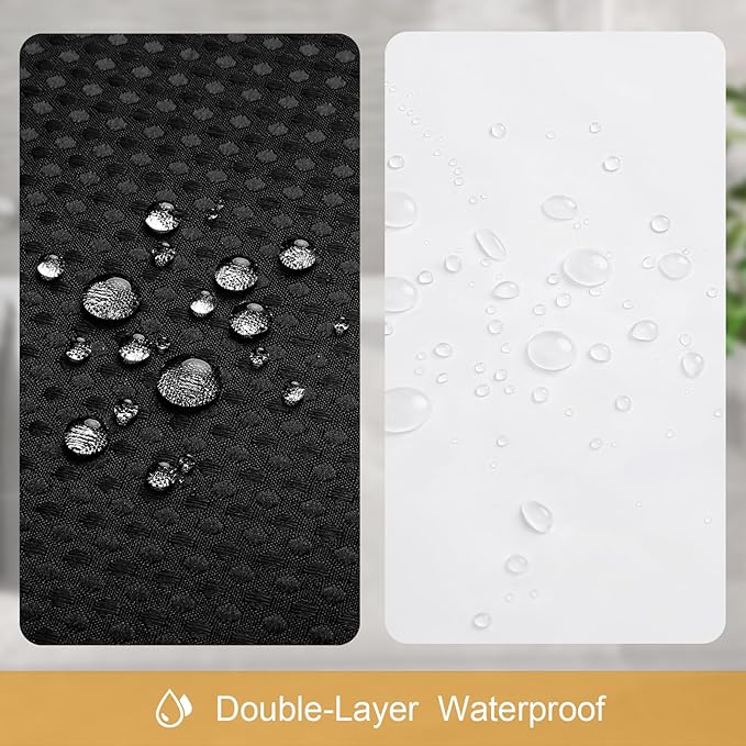 Craidlela 3 in 1 Long Shower Curtain Set-72 W x 78 H, Black Waffle and PEVA Liner Set with 12 Stainless Steel Hooks, Waterproof Fabric for Bathroom