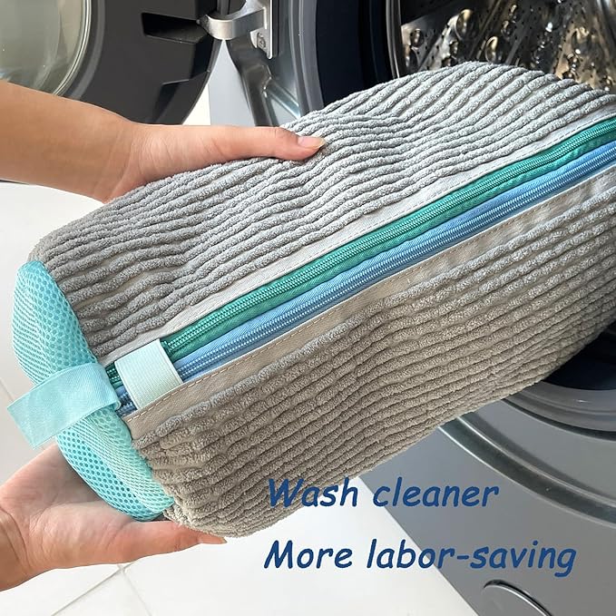 Meruya Dual Compartments Shoe Washing Machine Bag, 360° Deep Clean Laundry Bag, Reusable Shoe Bag for Washing Machine, Shoe Cleaning Bag for Sneakers Tennis Shoes Sock