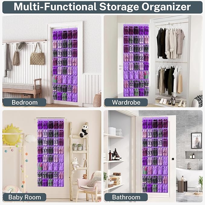 Hualleko 40-Pocket Over the Door Shoe Organizer - Large Mesh Pocket Hanging Shoe Organizer,Behind the Door Shoes Storage Holder Hanger