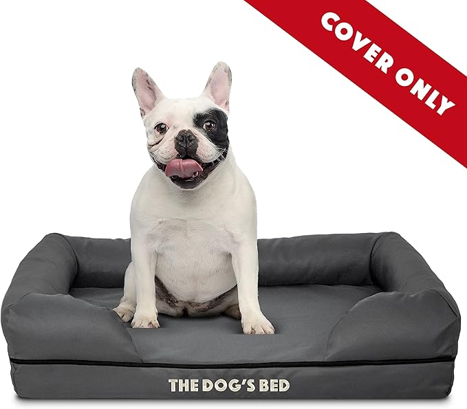 The Dog's Bed Replacement Outer Cover ONLY for The Dog's Bed, Washable Oxford Fabric, Small (Grey with Black Piping) Veterinary Approved