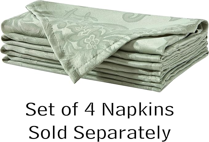 Newbridge Barcelona Damask Fabric Tablecloth, 52 x 70 Inch Rectangle, Sage Green – No Iron, Soil Resistant Table Cover for Dining, Parties and Holidays