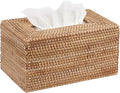 Sumnacon Tissue Box Cover Large Rectangle Tissue Box Rattan Tissue Box Holder,Wicker Decorative Tissue Holder for Bathroom Toilet Living Room Kitchen Office Table Desk,Yellow