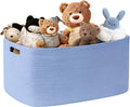 SunNewt 72L Large Baby Girls Laundry Basket for Nursery Storage,Cute Woven cotton Rope Baskets for Kids Toy，Gifts, Boho Square Wicker Blanket hamper for Living Room,Bedroom Dirty Clothes,Blue Purple