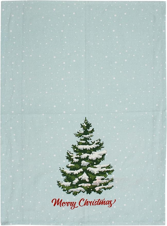ACCENTHOME Christmas Kitchen Towels Set of 4 - Absorbent Cotton Dish Towel | Merry Christmas Printed Kitchen Linen Bar Towel | Durable Tea Towel For Table Mess & Drying Dishes - Hand Towels 20x28 inch