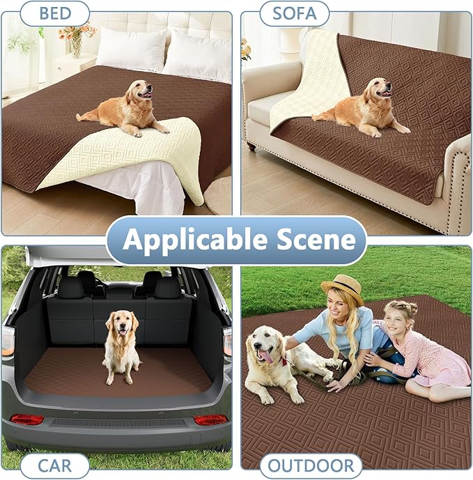 hyha Waterproof Dog Blanket, Soft Dog Bed Cover Pet Blankets, Waterproof Sofa Couch Cover for Dogs Washable, Reversible Pet Couch Covers for Sofa Furniture (52x82 Inch, Brown/Beige)