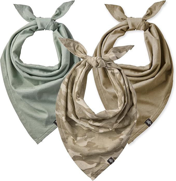 Pet Passion Bandit - The PET Bandana 100% Organic Cotton Pet Bandanas Clothes for Small, Medium, Large Dogs, 3-Pack Sage Camo, Medium/X-Large