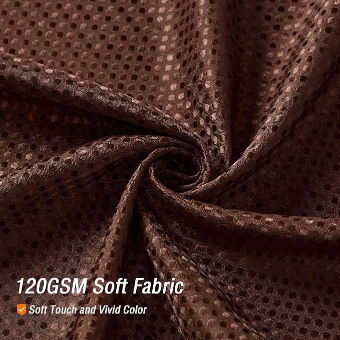 Gibelle Waffle Weave Shower Curtain with Mesh Top Window and Hooks Set, Spa Like Hotel Style Fabric Shower Curtain for Bathroom, Brown, 72x72