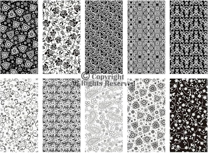 Craftido -25 Options- 100% Cotton Quilting Fabric Bundles 10pcs Fat Quarters 18”x21”-Medium Weight 5.2 oz- Soft Cotton for Quilting, Sewing Project, Patchwork, DIY Crafts - Black & White Flower