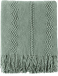 BATTILO HOME Sage Green Throw Blanket for Couch, Sage Green Decor, Knit Throw Blankets for Bed, Spring Throw Blanket Light Blue, 50"x60"