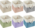 Geiserailie 6 Pcs 13 x 13 Inch Cube Storage Bins Fabric Storage Organizer Bins Foldable Cube Baskets with Sturdy Carry Handles Wicker Baskets for Home (Multicolored)