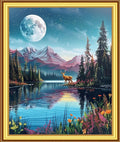 Foxnyart Stamped Cross Stitch Kits Full Range of Embroidery Needlework Starter Kits for Beginners Adults 11CT Embroidery Patterns Art Crafts DIY Needlepoint Kit-Forest Moon Scenery 16x20 inchs