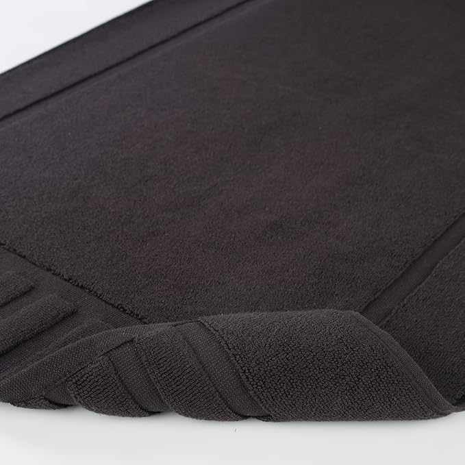 Superior 100% Cotton Bathmat Set, Bath Mats, Bathroom Decor, Shower, Bathtub Essentials, Home Accessories, Washable Rug, No Backing, Heavyweight, Leo Collection, Set of 2, 22" x 35", Black