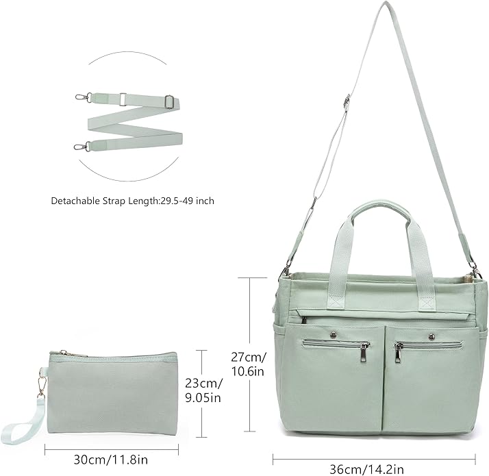 Women's Large Canvas Tote Bag Set (2PCs) - Ideal for Laptop, Hobo, Crossbody, Handbag, Travel, Gym & Work