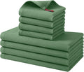 Homaxy 100% Cotton Kitchen Towels and Dishcloths Set - 8 Pack Waffle Weave Soft and Absorbent Dish Towels - 26 X 16 Inch and 12 X 12 Inch - Grass Green