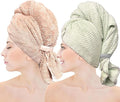Chloven 2 Pack Extra Large Microfiber Hair Towel - Anti-Frizz Hair Drying Towel for Women，Ultra Absorbent & Lightweight Hair Towel Wrap for Long & Thick Hair,Breathable Hair Turbans with Elastic Band