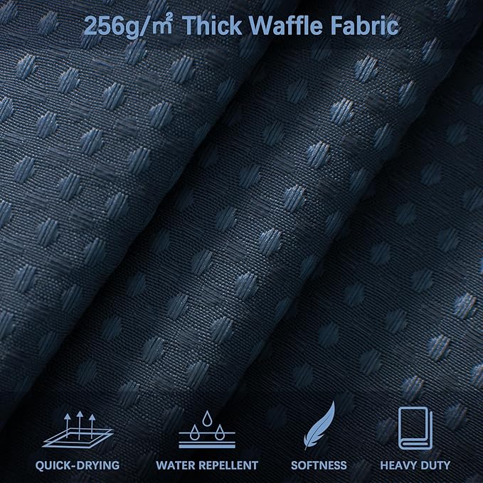 PANGSINNE Extra Long Royal Blue Waffle Water Repellent Shower Curtain 96 Inches, 256GSM Heavy Duty Shower Curtain for Bathroom, Hotel Quality Bath Curtain Set with 12 Hooks, 72Wx96H