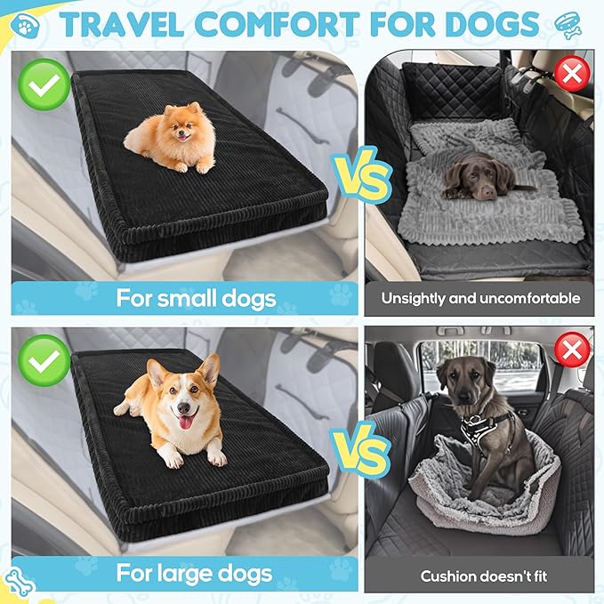 Dog Car Bed, Non-Slip Backseat Extender Pet Mat, Removable Washable Dog Bed for SUVs, Sedans & Trucks, Anti-Slip Travel Bed for Dogs, Easy Clean & Scratch-Proof & Comfort (50"x24.6")