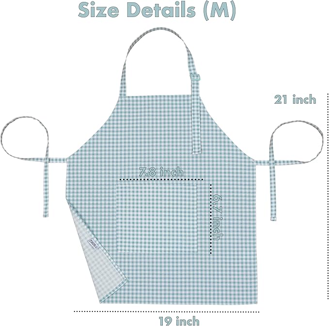 Kids Aprons for Cooking Waterdrop Resistant Aprons for Girl & Boy Toddler Apron for Painting, Gardening, Baking, Smock (White, Medium (6-10 years)