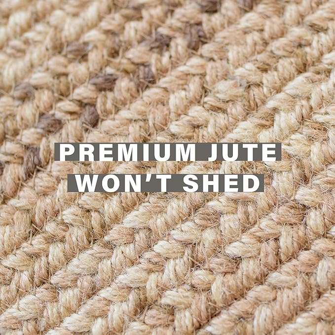 Homespice Cookie Dough Jute Braided Oval Rugs 4x6' - Brown Farmhouse Braided Rug for Bedroom and Living Room