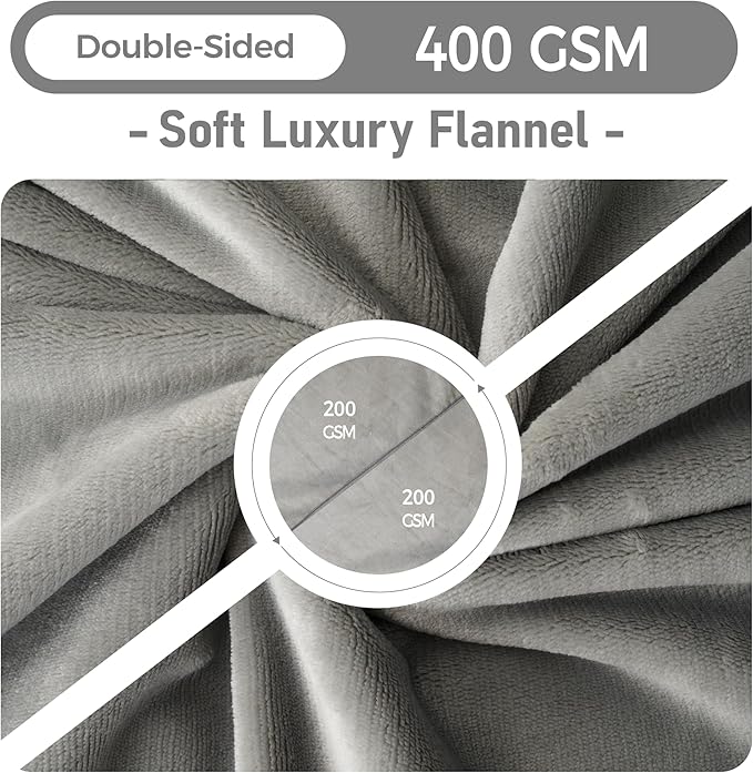 CAPT.SNOOZE Waterproof Dog Blankets Light Grey Pet Blanket 60"x80", Soft Fluffy Sofa Car Bed Protector, Reversible Leakproof Flannel Washable Dog Blanket for Large Dogs