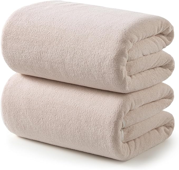REDKISS 2 Pack Microfiber Extra Large Bath Sheets, 35 x 70 Inches, 670G, Soft and Absorbent, Quick Dry Oversized Bath Towels, Perfect for Bathroom, Plush Shower Towels for Spa, Gym & Hotel, Beige
