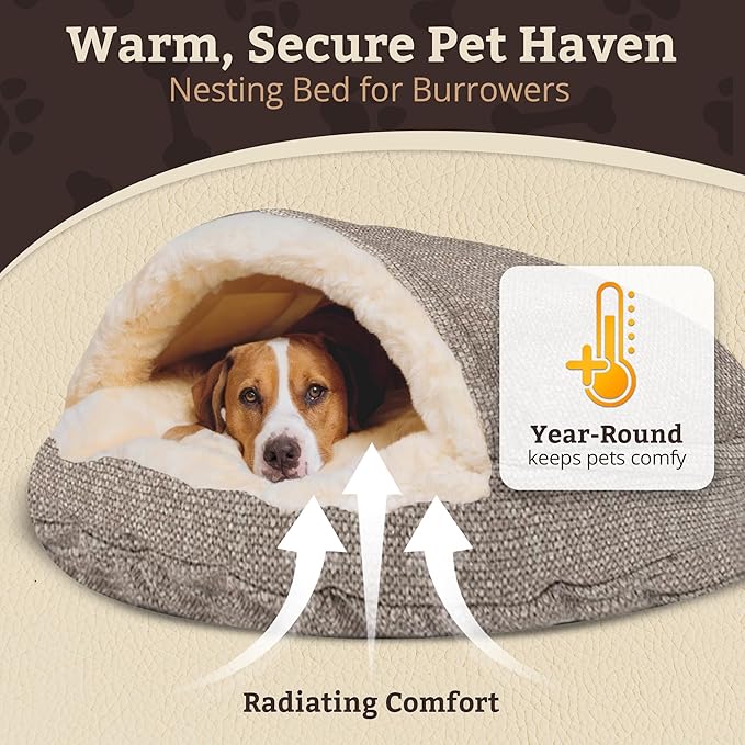 Snoozer Luxury Microsuede Cozy Cave Pet Bed, Show Dog Collection, Small, Merlin Linen