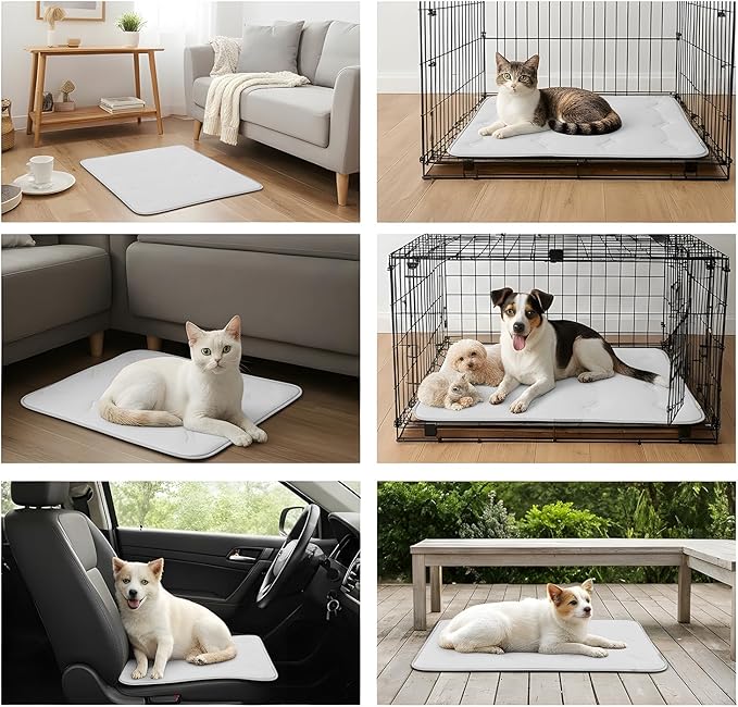DORMORA Cooling Pet Mat – 41x28.5 Dog or Cat Cool & Comfy, Soft Breathable Self-Cooling Pad, Pet-Safe, Durable, Perfect for Hot Weather, Naps, Crates, Cars, Couch, Washable, Take Anywhere, Gray