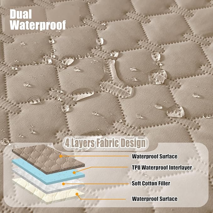 Smiry Waterproof Dog Bed Cover Blanket, Soft Reversible Pet Blanket, Washable Leakproof Cats Dogs Couch Cover for Sofa, Couch, Furniture, Plaid (30x53 Inch, Taupe/Beige)