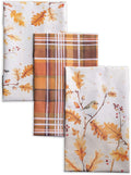 Maison d' Hermine Kitchen Towels Set of 3 100% Cotton 20" x 27.5" Reusable Cloth Tea Dish Towels Absorbent with Hanging Loop for Kitchen Dining Thanksgiving Christmas Decorations (Oak Leaves)
