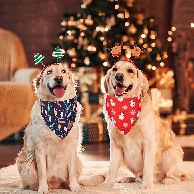 ADOGGYGO Christmas Dog Bandana, Snowman Xmas Pet Scarf, Premium Durable Fabric, Christmas Bandanas for Extra Large Dogs Pets (X-Large)