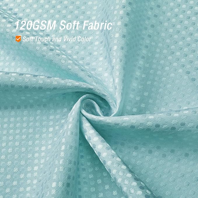 Gibelle Waffle Weave Shower Curtain with Mesh Top Window and Hooks Set, Spa Like Hotel Style Fabric Shower Curtain for Bathroom, Teal, 72x72