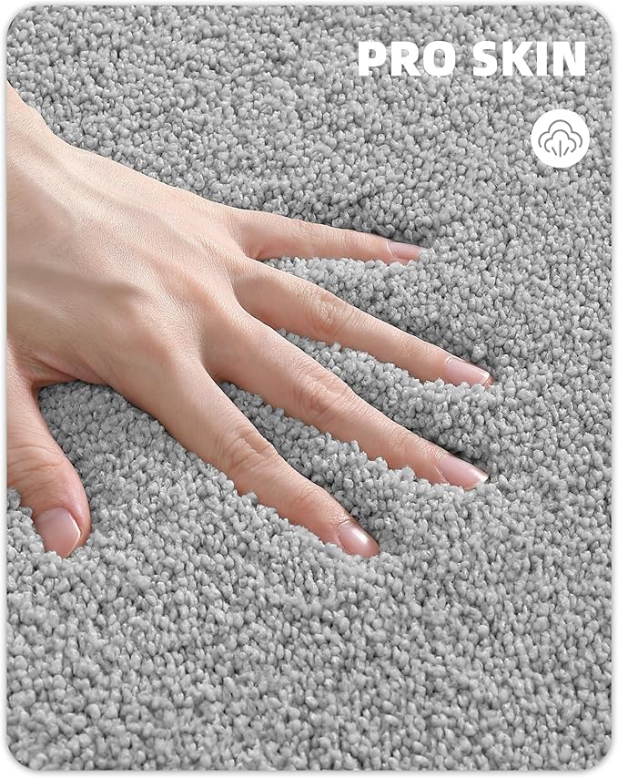 Color&Geometry Grey Bathroom Rugs, Non Slip, Absorbent, Soft, Washable, Thick Bath Mat, 24"x43" Small Bath Rug Bath Mats for Bathroom Floor, Shower, Sink, Vanity