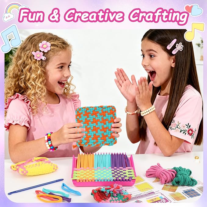 Combaybe Loom Loops Refill for Weaving Loom Kit Toys, Elastic Potholder Loom Loops DIY Arts and Crafts Supplies Set for Kids Beginners Christmas Birthday Gifts for Girls 5 6 7 8-12 13 Year Old