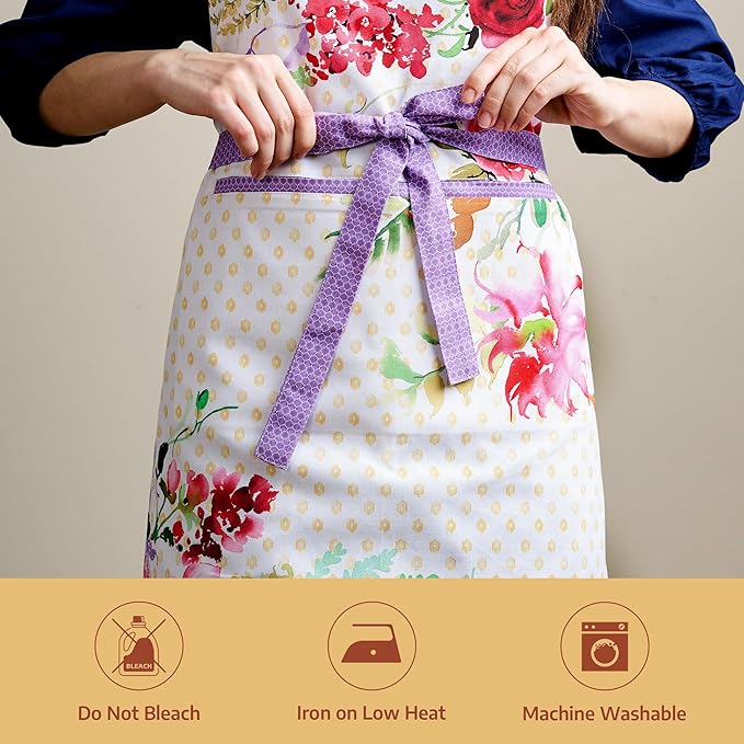 Maison d' Hermine 100% Cotton Apron for women with Pocket Kitchen Chef Apron for Men Cooking Gardening Server Waitress