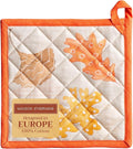 Maison d' Hermine Pot Holders 100% Cotton Heat Resistant Potholders 8" x 8" Hot Pads with Loop for Thanksgiving Christmas Decorations BBQ Cooking Handling Hot Pans (Pack of 1, Colours of Autumn)