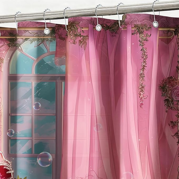 mutakin Gothic Skull Shower Curtain Funny Retro Floral Shower Curtains for Bathroom Waterproof Fabric Bath Curtain Decor with Hooks