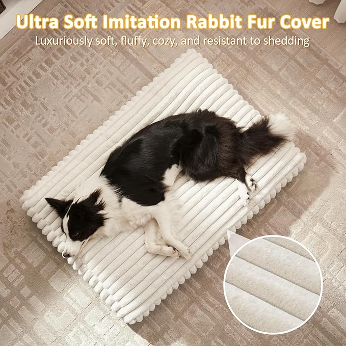XXL Dog Bed, Flat Pet Beds with Removable Washable Cover, Pet Mat Cute Dog Crate Bed Thick Shredded Chopped Crate Foam & Anti Slip Bottom for Indoor