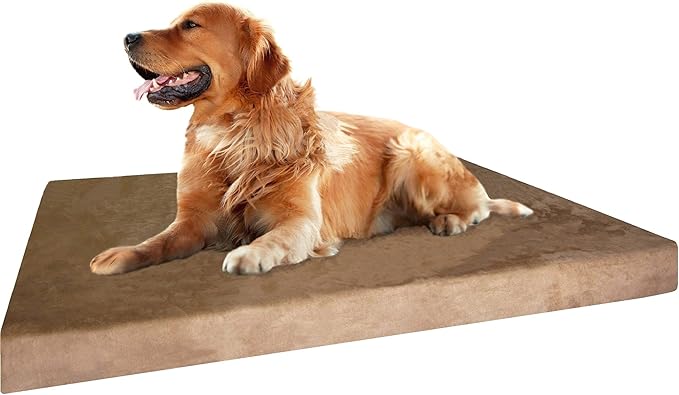 Dogbed4less Extra Large True Orthopedic Gel Memory Foam Dog Bed for Large Pet, Waterproof Liner and Durable Brown Cover, XL 40X35X4 Inch