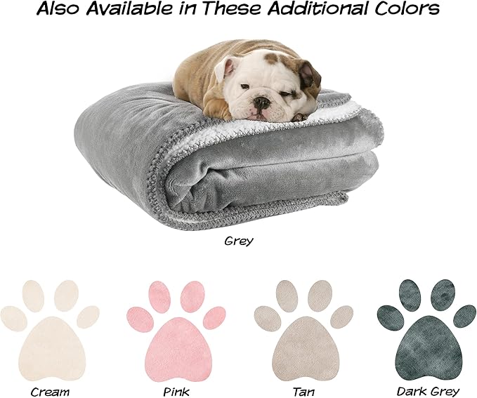 Waterproof Pet Blanket - 50x60-Inch Reversible Sherpa Fleece Throw Protects Couches, Cars, and Beds from Spills, Stains, and Fur by PETMAKER (Gray)