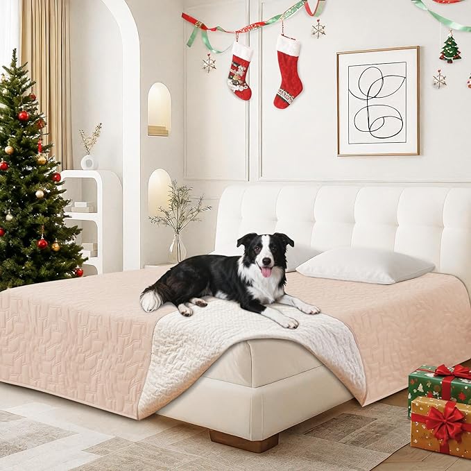 CYCMACO Waterproof Dog Bed Cover, Non-Slip Dog Blanket for Couch, Couch Covers for Dogs Washable, Pet Blanket for Furniture, Pet Bed Mat for Sofa, Car, Pet Supplies (40x50 Inch, Beige)