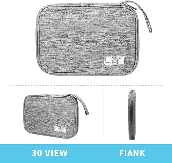 Lcsmaokin Electronics Organizer Travel Case,Electronic Accessories Storage Bag,Portable Waterproof Cable Organizer Bag,Travel Cord Organizer Bag for Small Charging Cord Storage,Cables,SD Card (Grey)