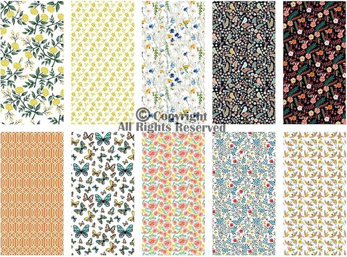 Craftido -25 Options- 100% Cotton Quilting Fabric Bundles 10pcs Fat Quarters 18”x21”-Medium Weight 5.2 oz- Soft Cotton for Quilting, Sewing Project, Patchwork, DIY Crafts – Secret Garden