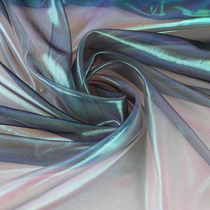 Sheer Iridescent Organza Fabric 58 Inches Wide - 10 Yards Precut - Shinny Wedding Party Decor Fairy Costume Voile Doll Clothes Sewing - Blackish Green