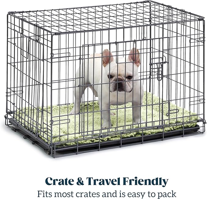 PELZIN Stoutwool Indestructible Dog Bed - Fluffy Chew Proof Dog Crate Pad - Tough Kennel Pad for Aggressive Chewers - Washable, Ideal for Large Breeds & Fits 36-Inch Crate - 35"x22", Gleam