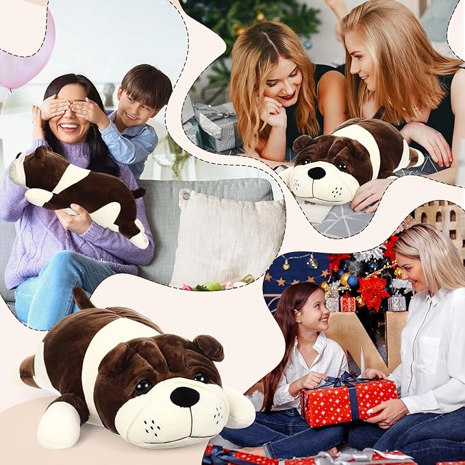 Vertintong 17.7" Huggable Dog Plush, Cute Stuffed Animal, Soft Adorable Cuddle Companion for Kids, Easter Birthday Plush Pillow Gift for Boys and Girls
