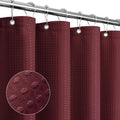 Gibelle Small Stall Shower Curtain 36 x 72, Narrow Half Waffle Weave Textured Fabric Shower Curtain for Bathroom, Water Repellent, Machine Washable, Burgundy