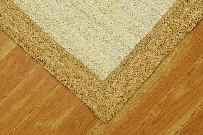 Scalloped Edge Rug, Hand Woven Natural Jute Area Rug, 12x15 Ft Beige & Brown Braided Sisal Kilim Rugs for Living Room, Kitchen, Entryway, Farmhouse