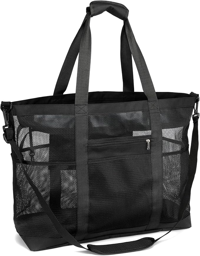 F-color Mesh Beach Bag Family - Large Tote Bag for Cruise Pool Toys Beach Vacation Essentials